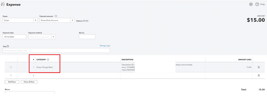 Stripe and Quickbooks easy Integration chargeback