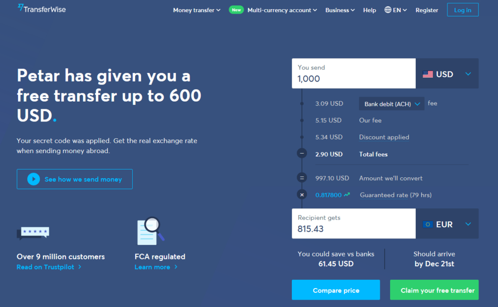 Save on international wire trasnfers with TransferWise