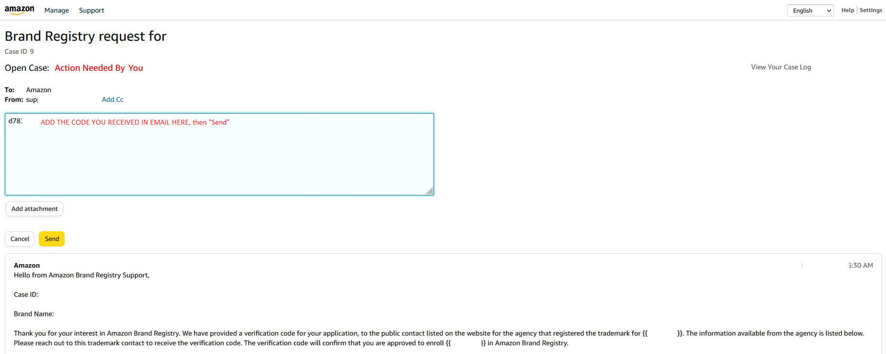Amazon Brand Registry Email Example