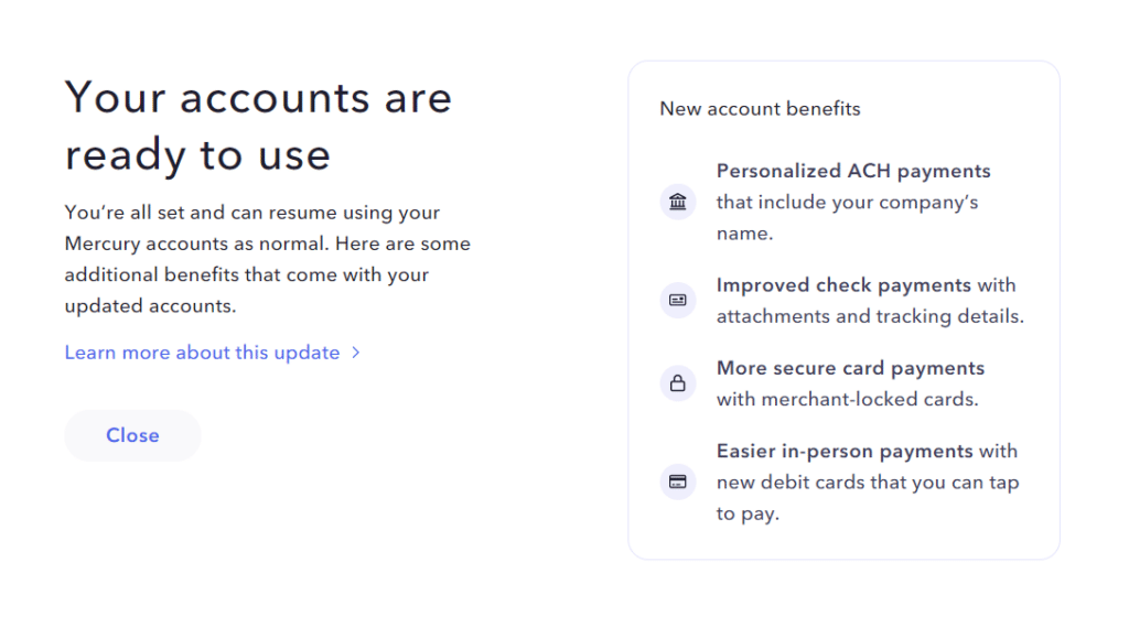 New account benefits
