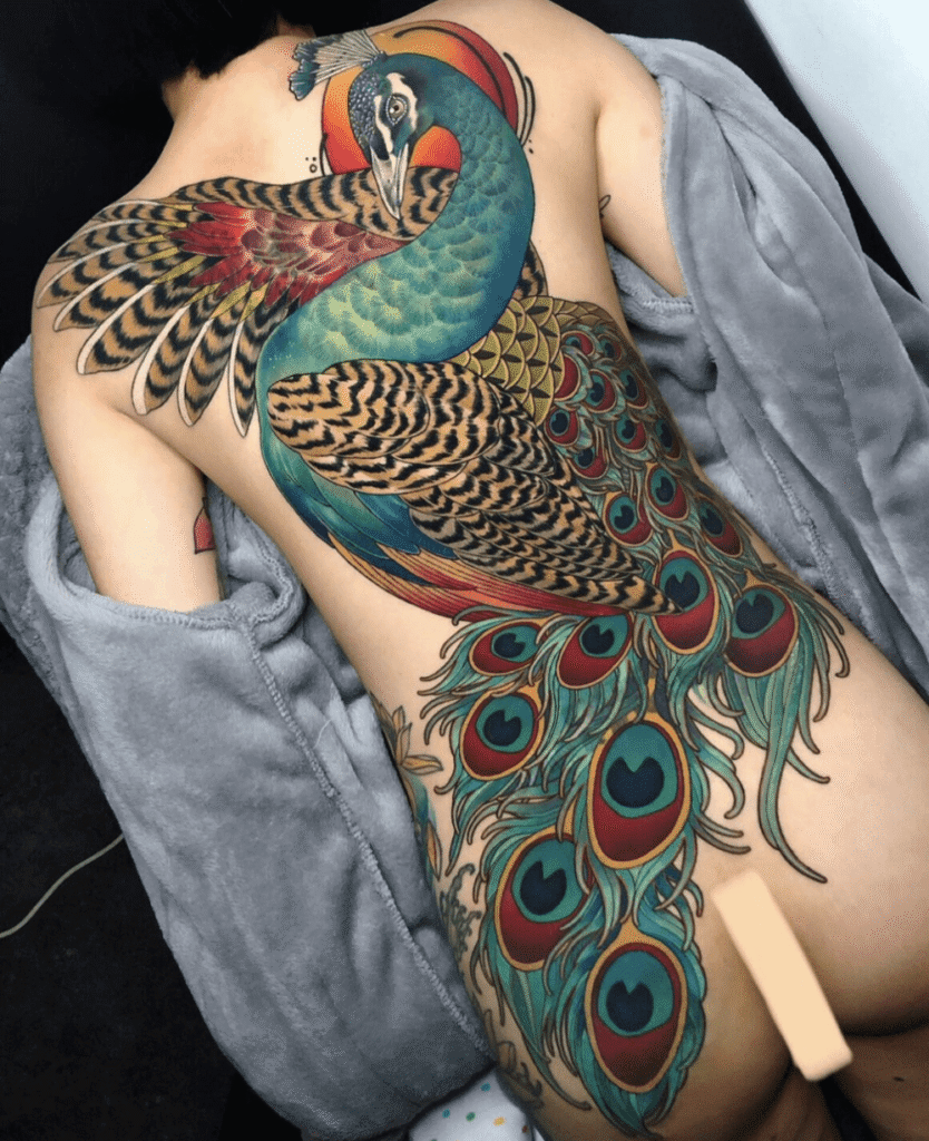color psychology in peacock tattoos