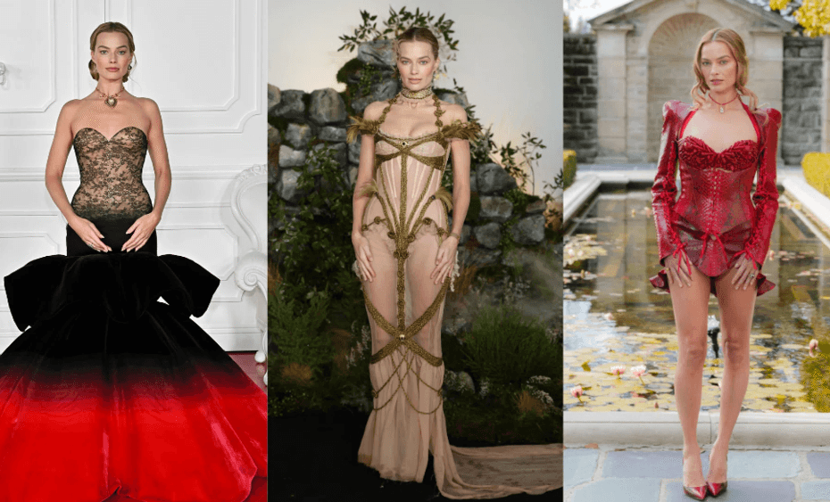 margot robbie wuthering heights press tour outfits